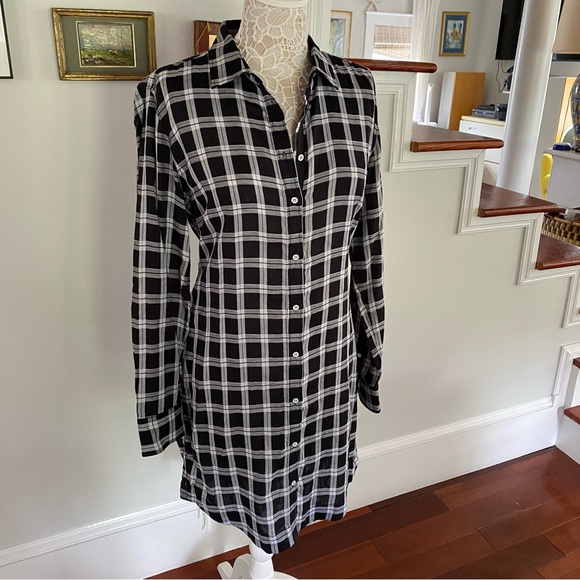 RAG + BONE Aubrey Black & White Plaid Shirt Dress Large - Picture 4 of 5